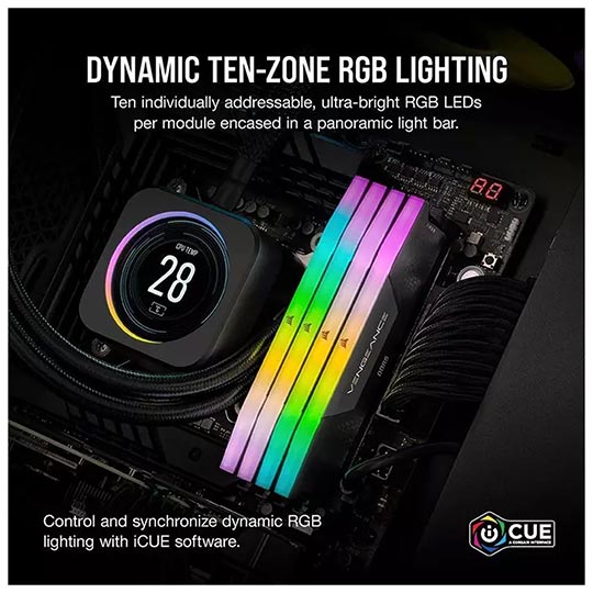 CORSAIR VENGEANCE RGB 32GB (2x16GB) DDR5 DRAM 5600MHz C40 Memory Kit -
Black
