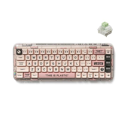 MelGeek Kailh Mojo 68 Christian Gaming Keyboard Wireless- White/Pink
