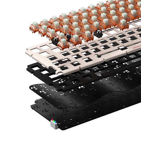 MelGeek Kailh Mojo 68 Christian Gaming Keyboard Wireless- White/Pink
