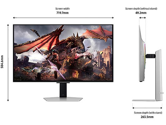 Samsung Gaming Monitor G8 Odyssey 32" OLED-FLAT-4K-UHD-240HZ-0.03MS-2.1 HDMI-Res 3840X2160
