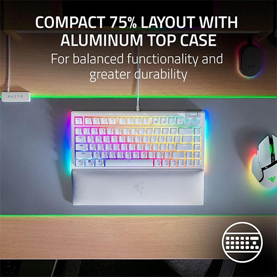 Razer Blackwidow V4 75% Hot-Swappable Chroma RGB Mechanical Keyboard White