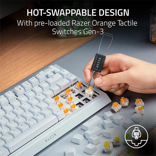 Razer Blackwidow V4 75% Hot-Swappable Chroma RGB Mechanical Keyboard White