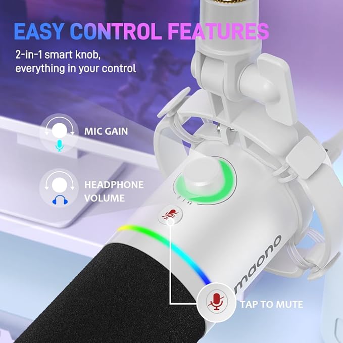 Maonocaster PD 200X Gaming RGB Microphone– White