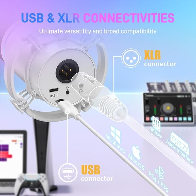 Maonocaster PD 200X Gaming RGB Microphone– White