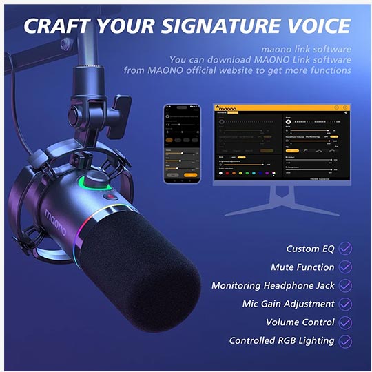 Maonocaster PD200XS Microphone Set with Boom Arm- Black