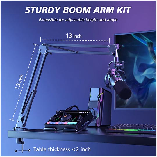 Maonocaster PD200XS Microphone Set with Boom Arm- Black
