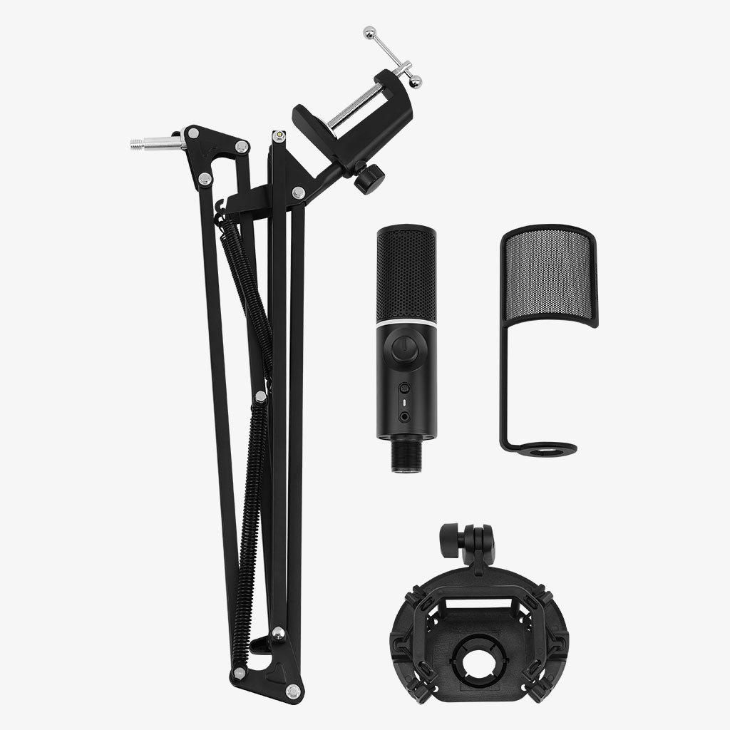 Streamplify Microphone with Mounting Arm and Pop Filter RGB-Black
