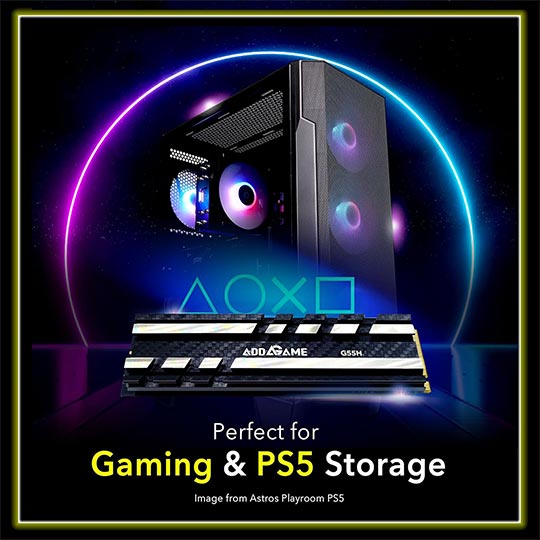 Addlink SSD 2TB M.2 2280 PCIe GEN5X4 NVMe Up to R:10300 ,W:9000 With Heatsink For PS5