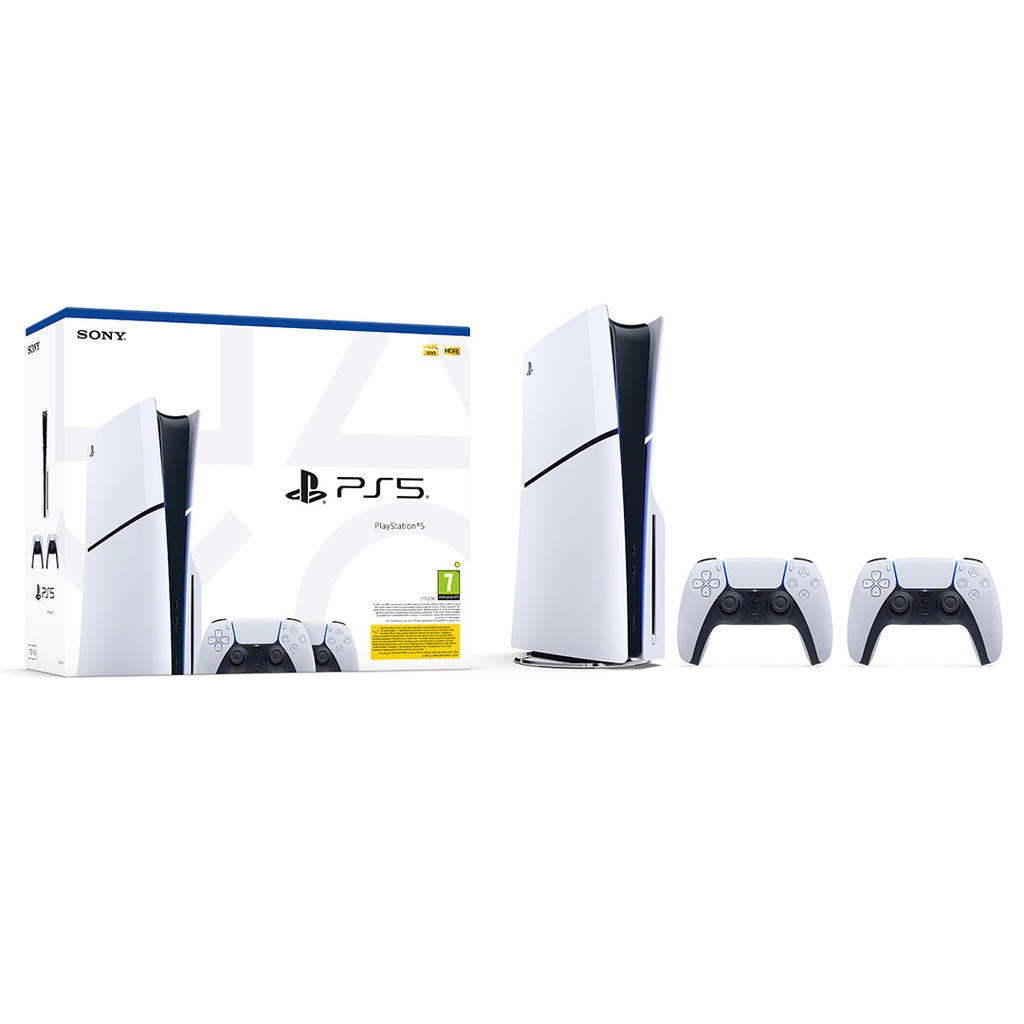PS5 Slim Console Disk - Two Dualsense Wireless Controller Bundle