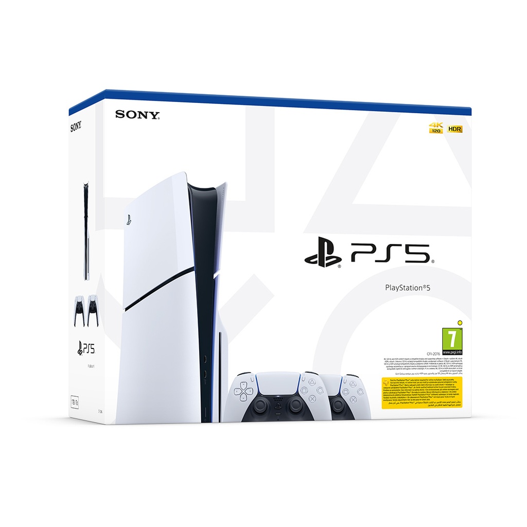 PS5 Slim Console Disk - Two Dualsense Wireless Controller Bundle