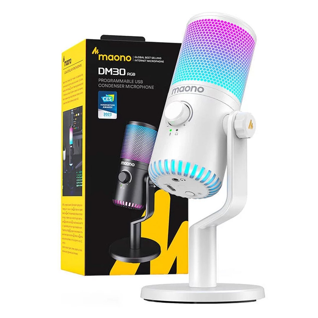 Maonocaster DM30 RGB Gaming Microphone White