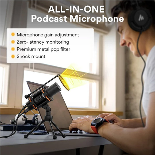 Maonocaster AU-PM471TS Studio Bundle Microphone With Gain Knob