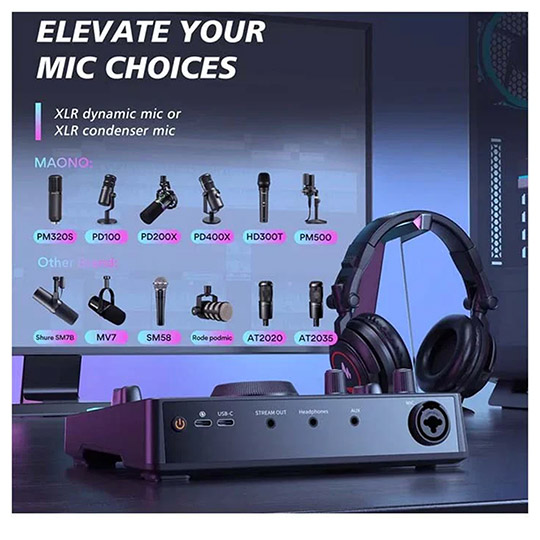 Maonocaster AMC2 NEO One-Stop Streaming Audio Mixer & Sound Card Black