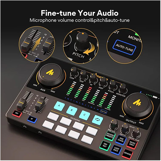 Maonocaster AME2A All-In-One Podcast Equipment Audio Interface Bundle Black