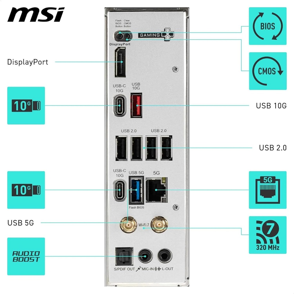 MSI B850 Gaming Plus Wifi, Ai PC, PCIe 5.0 Ready DDR5 AMD Ryzen Gaming MotherBoard
