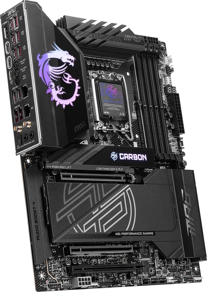 MSI MPG X870E Carbon Wifi, Ai PC, PCIe 5.0 Ready DDR5 AMD Ryzen Gaming MotherBoard