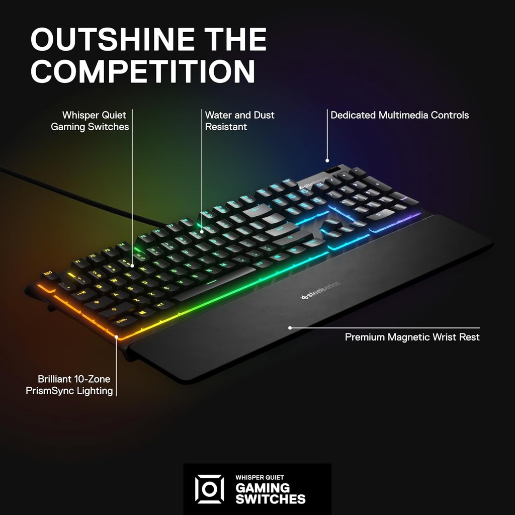 SteelSeries Apex 3 Wired Gaming Keyboard US Layout