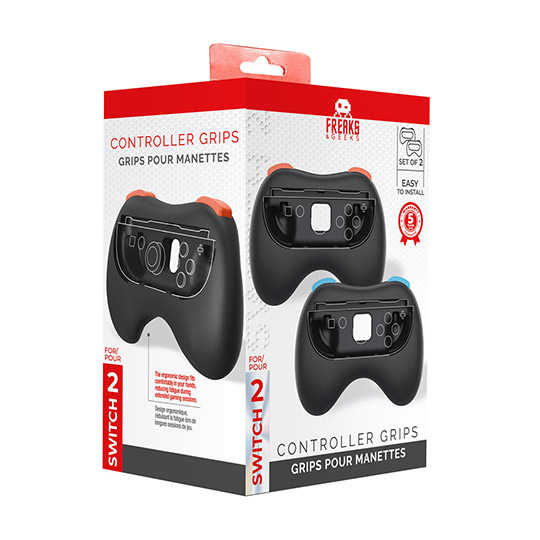 Freaks And Geeks- Pair of Controller Grips for Nintendo Switch 2 Joy-Cons Black