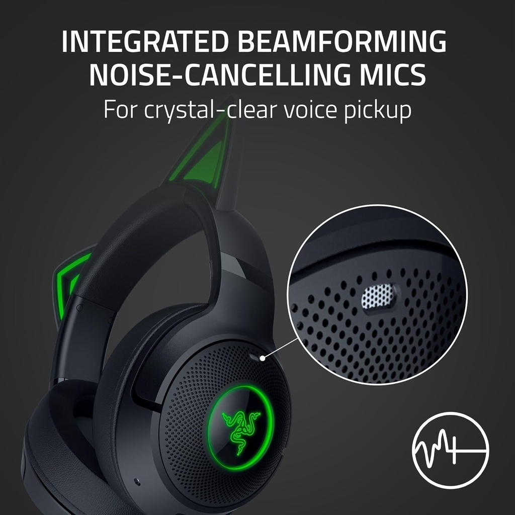 Razer Kraken Kitty V2 BT Wireless Gaming Headset With Kitty Ears Black