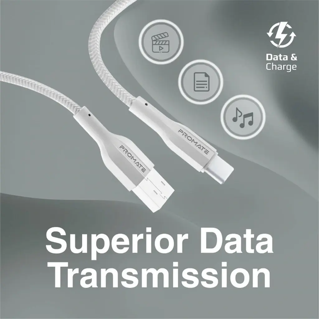 [702827] Promate xCord-AC Super Flexible Data and Charge USB-C Cable White 4.webp