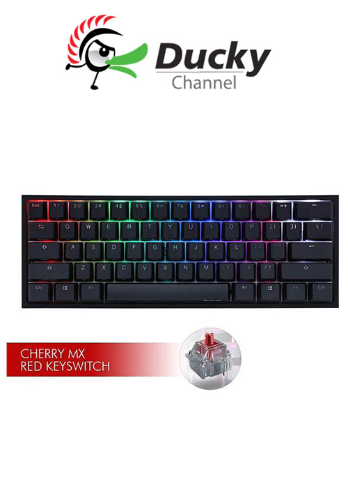 Ducky One 2 Mini (V2) RGB DS PBT Red Cherry MX Mechanical Keyboard - Black/White