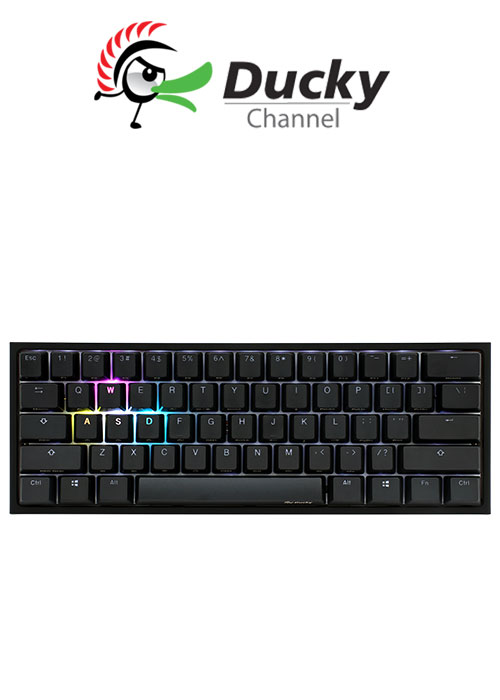 Ducky One 2 Mini (V2) RGB DS PBT Red Cherry MX Mechanical Keyboard - Black/White