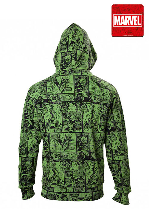 Marvel - The Hulk Comic Book Pattern Hoodie - XL