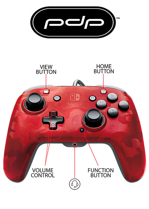 NS PDP Nintendo Switch Face-off Deluxe Controller + Audio (Camo Red)