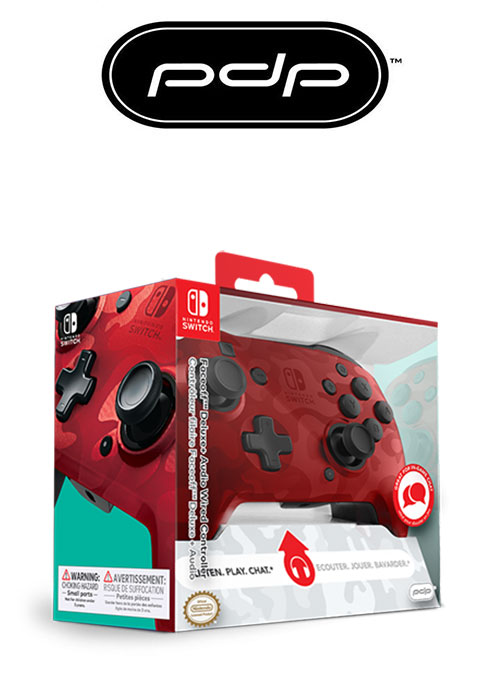 NS PDP Nintendo Switch Face-off Deluxe Controller + Audio (Camo Red)