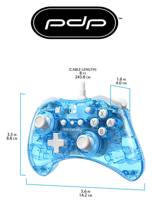 PDP NS ROCK CANDY MINI WIRED CONTROLLER BLUE