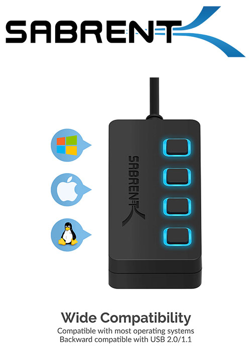 Sabrent 4-Port USB 3.0 Hub with Individual LED Power Switches