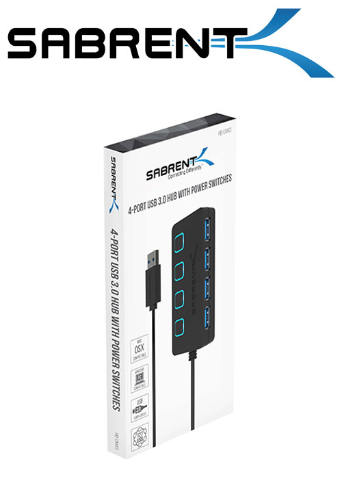 Sabrent 4-Port USB 3.0 Hub with Individual LED Power Switches