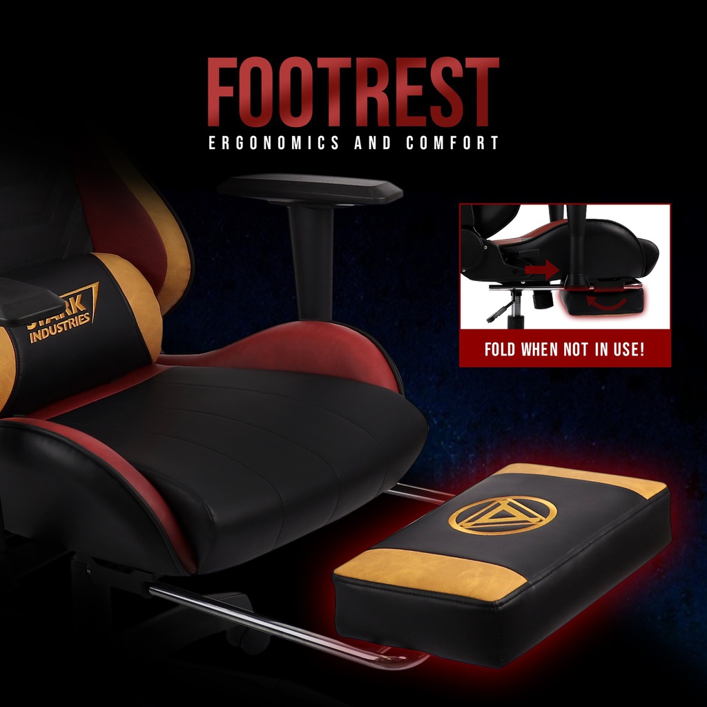 ARCR - Marvel Avengers Gaming Chair With Racing Chairs Footrest - Iron Man