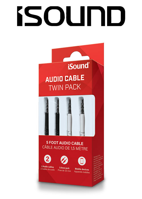 ISOUND AUDIO CABLE TWIN PACK - WHITE&BLACK