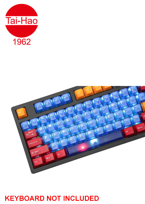 Tai-Hao 104-Keys ABS Double Shot Cubic-Keycap Set - Translucent Blue & Red
