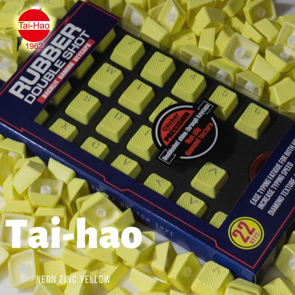 Tai-Hao 22-Keys TPR Backlit Double Shot Rubber-Keycap Set - Neon Zinc Yellow