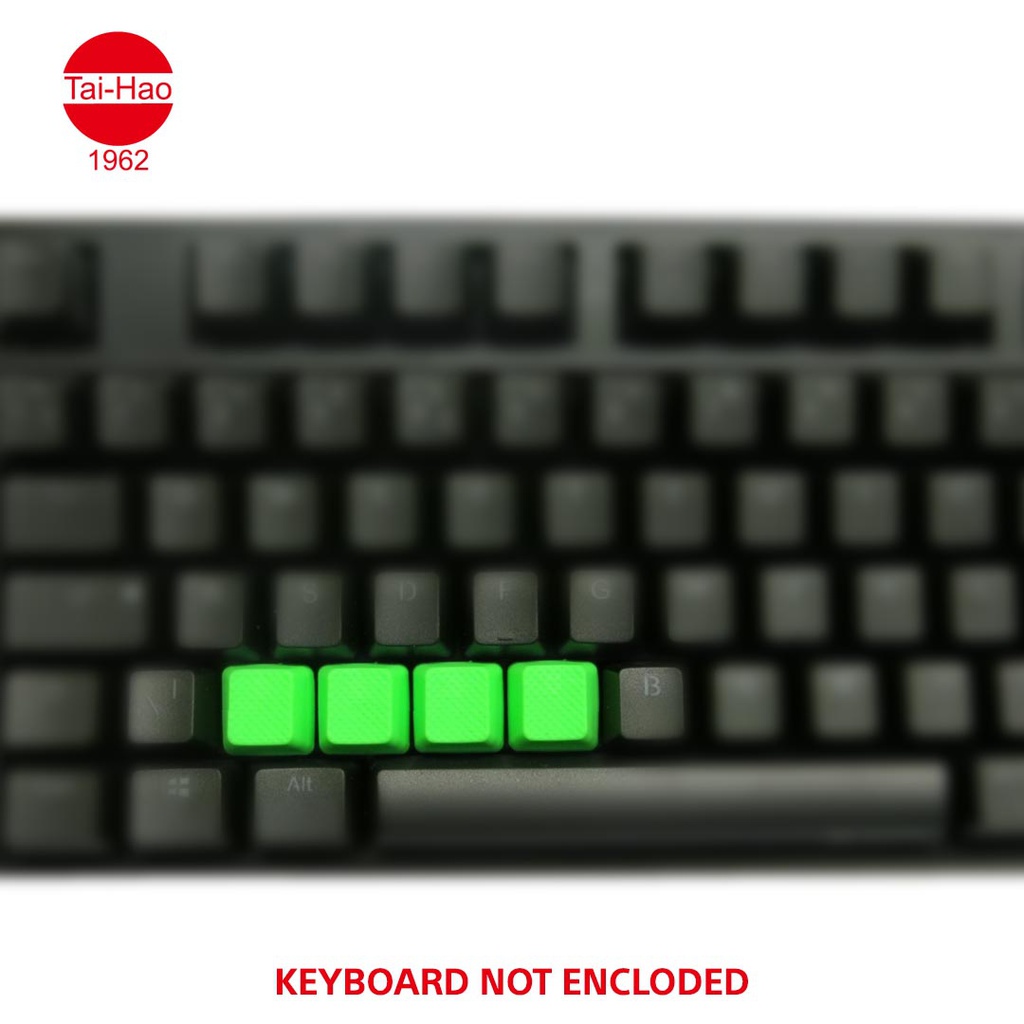 Tai-Hao 4-Keys TPR Blank Rubber-Keycap Set - Neon Green - Row 1