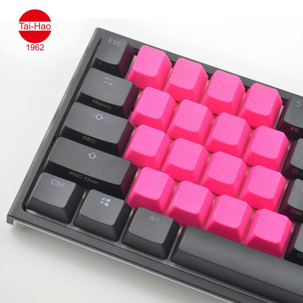 Tai-Hao 4-Keys TPR Blank Rubber-Keycap Set - Neon Pink - Row 1