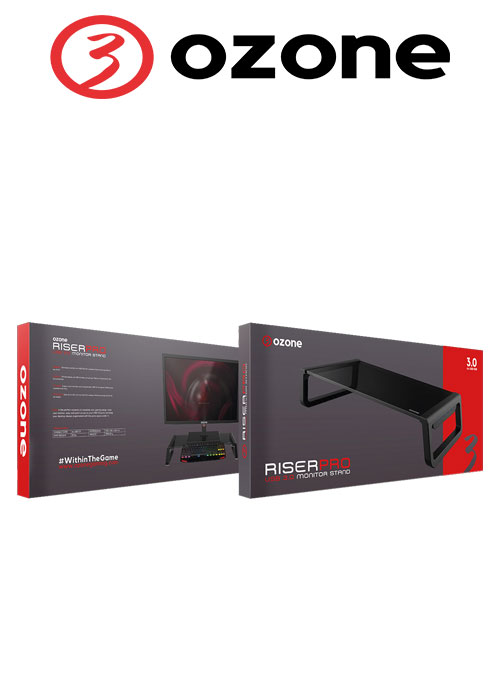Ozone Riser Pro - Tempered glass monitor stand USB 3.0