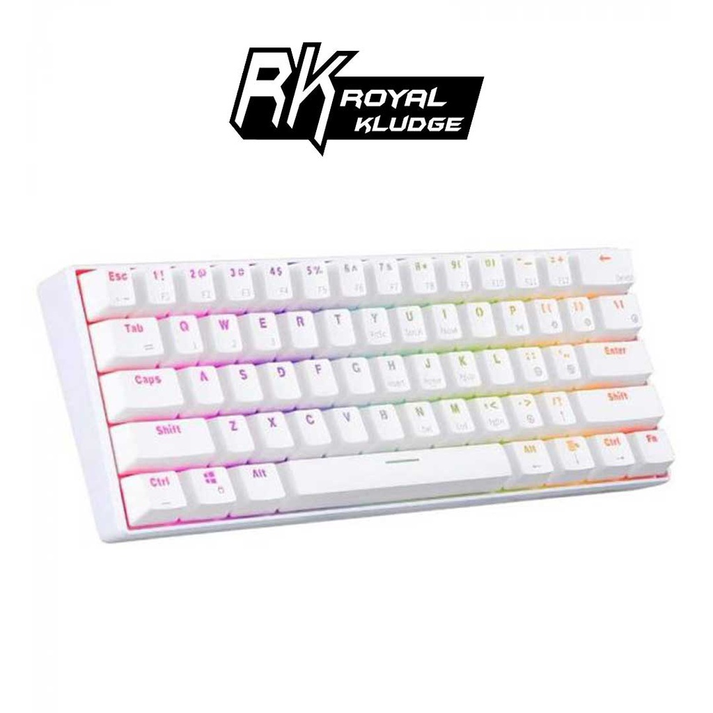 RK Royal Kludge Wireless Red Switch Mechanical Keyboard RK61 - White