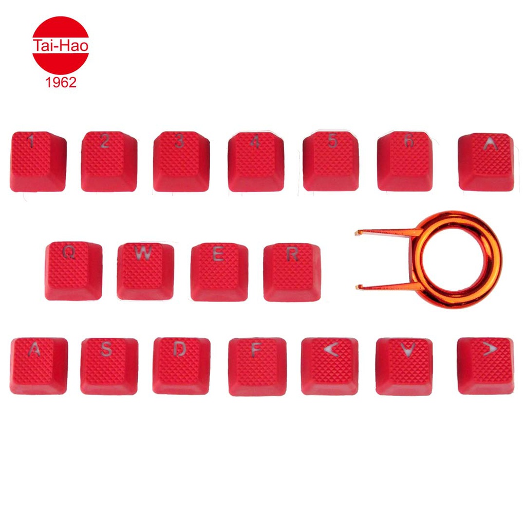 Tai-Hao 18-Keys TPR Backlit Double Shot Rubber-Keycap Set - Red