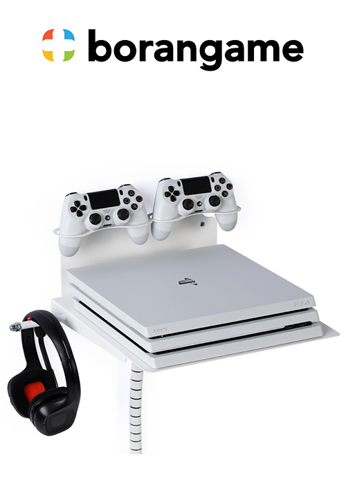 PS4 & Xbox Wall Mount 2 Controller Holders & Headphone - White (Borangame)