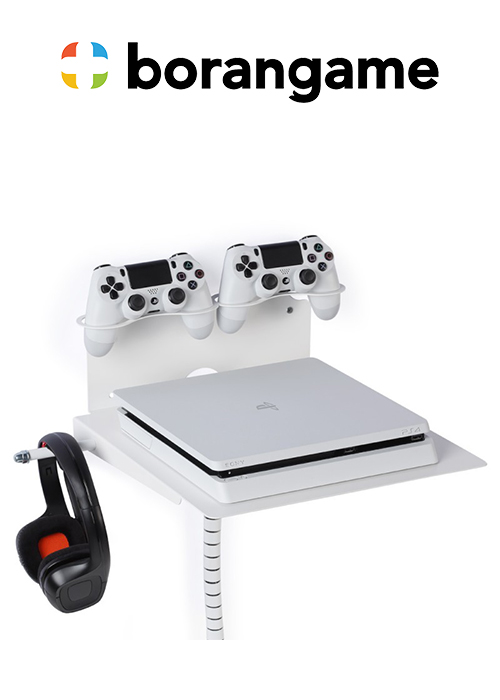 PS4 & Xbox Wall Mount 2 Controller Holders & Headphone - White (Borangame)