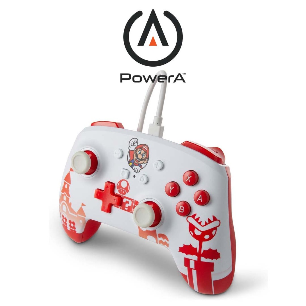 Power A Enhanced Wired Controller Super Mario White & Red