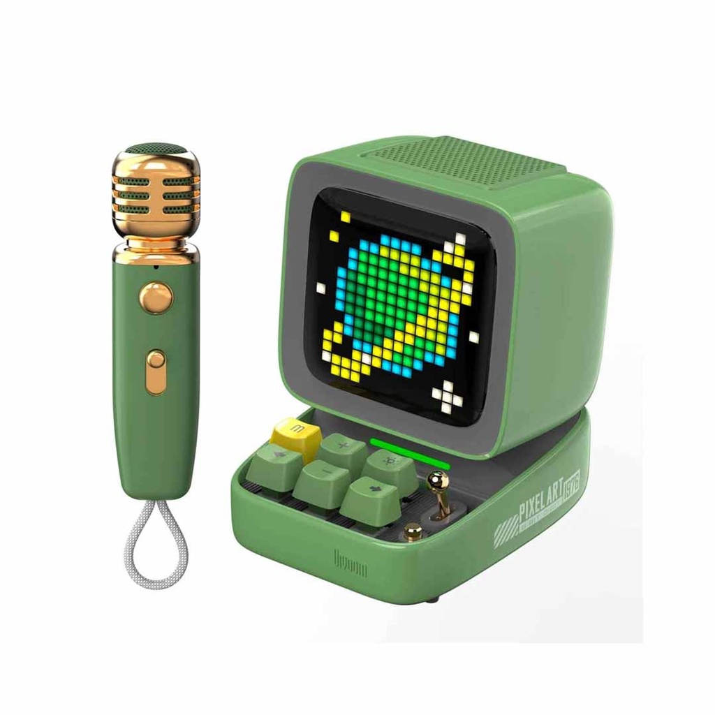 Divoom Ditoo-Mic Retro Pixel Art Game Bluetooth Speaker Microphone Karaoke Function Green