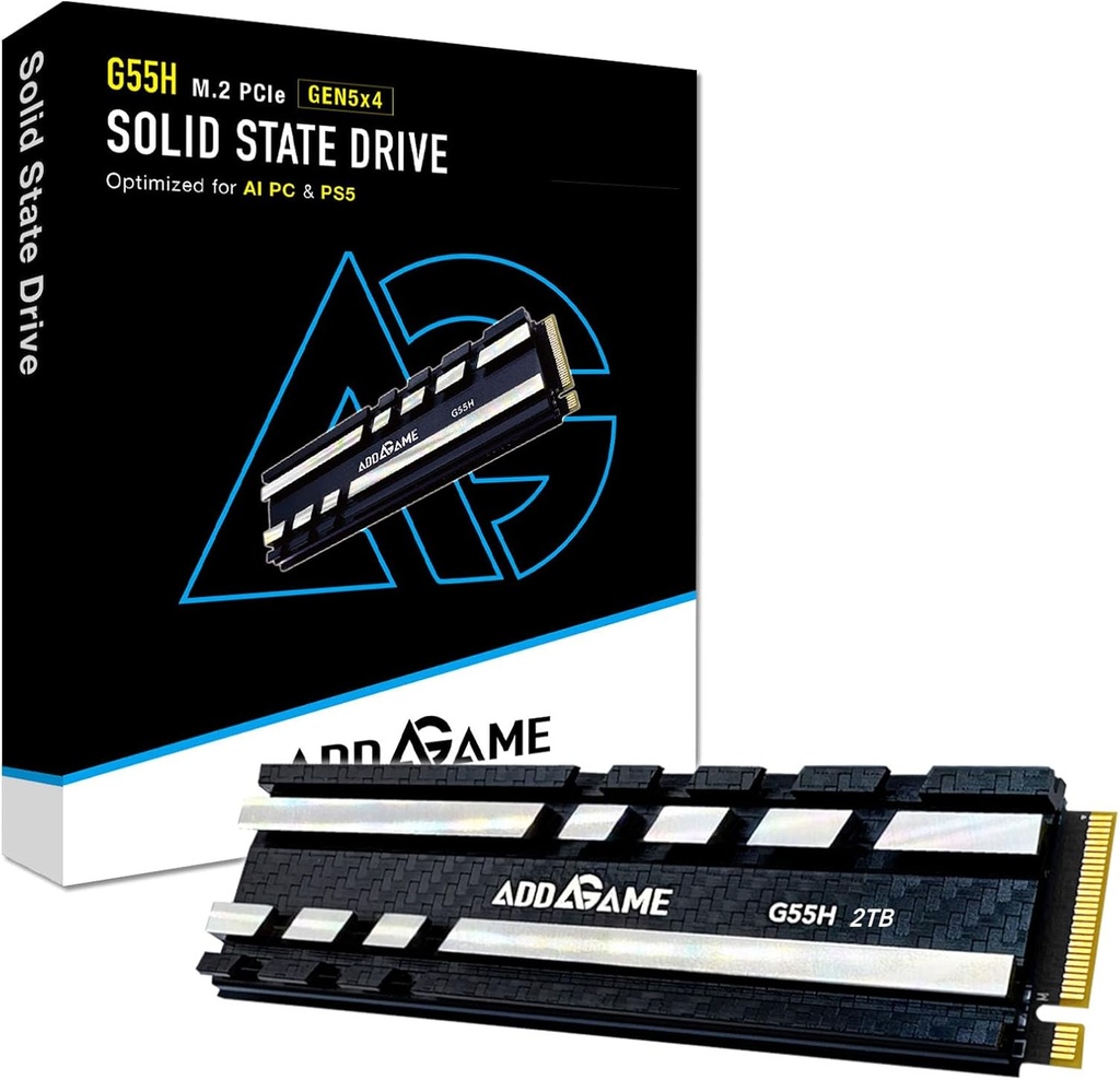 Addlink SSD 2TB M.2 2280 PCIe GEN5X4 NVMe Up to R:10300 ,W:9000 With Heatsink For PS5