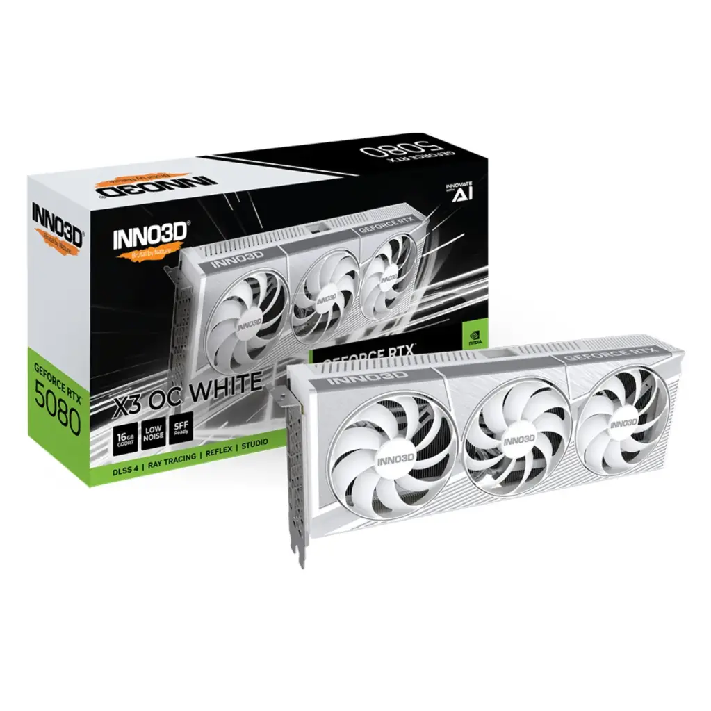 Nvidia INNO3D X3 OC GeForce RTX 5080 16GB GDDR7 Graphics Card - White