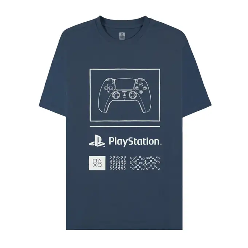 Difuzed PlayStation Controller Navy Men's Short Sleeved T-shirt - L