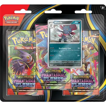 Pokemon Trading Card Mega Evolution - Phantasmal Flames - 3-Pack Blister - Weavile
