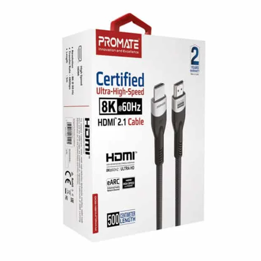 Promate Certified Ultra-High-Speed 8K 5M HDMI 2.1 Cable